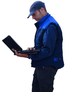 HVAC technician performing system diagnostics and service inspection in South Florida